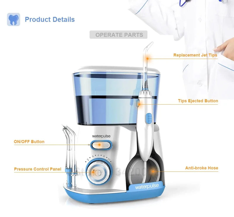 Electric Water Flosser Oral Irrigator 800ML Water Tank with 5 Nozzles | Professional Dental Teeth Cleaner & Gum Care