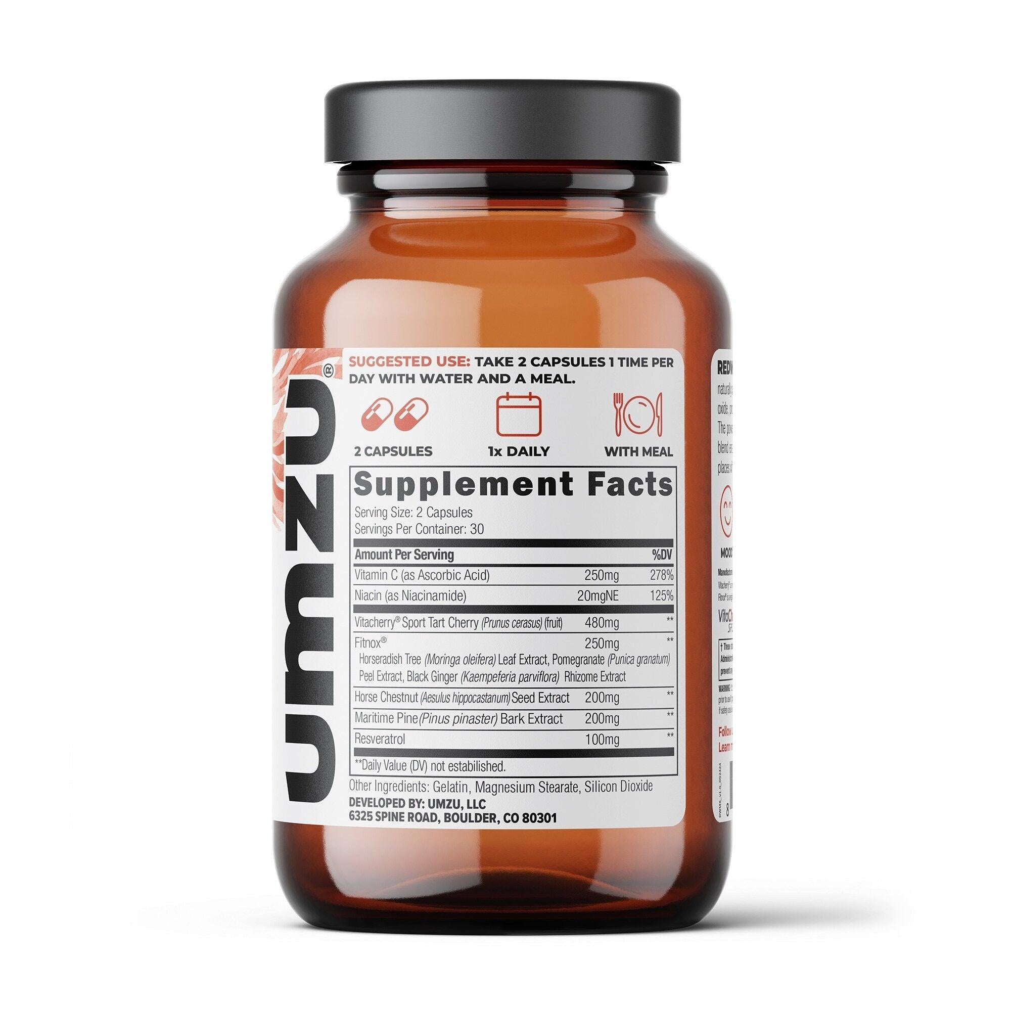 UMZU Redwood Max 60 Capsules – Nitric Oxide Booster & Circulation Support Supplement