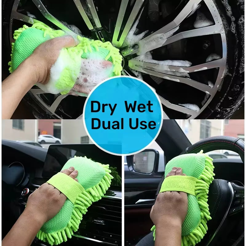Microfiber Car Wash Sponge Gloves Towel Detailing Brush Cleaning Kit Auto Care Accessories