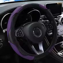 PU Carbon Fiber Leather Car Steering Wheel Cover Anti-Slip Universal 14.5-15 Inch