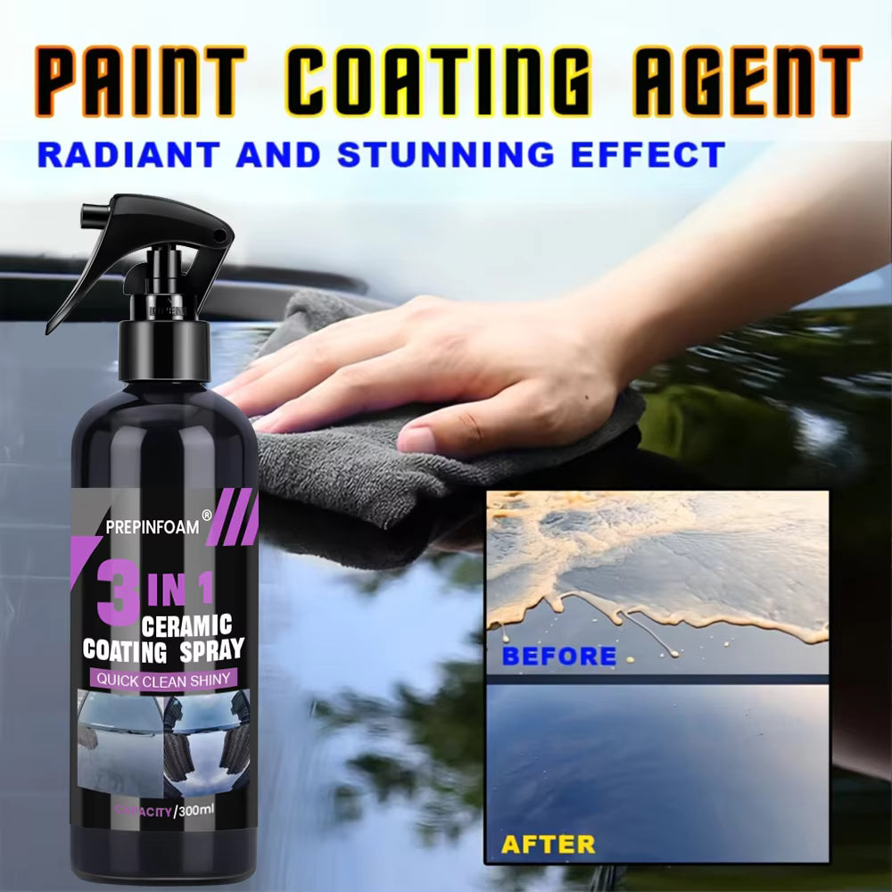 3 in 1 Car Ceramic Nano Coating Spray Hydrophobic Crystal Polish Paint Protection Liquid