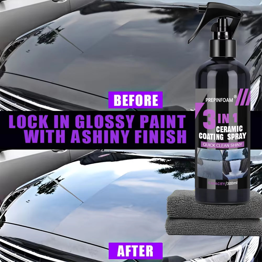 3 in 1 Car Ceramic Nano Coating Spray Hydrophobic Crystal Polish Paint Protection Liquid