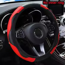 PU Carbon Fiber Leather Car Steering Wheel Cover Anti-Slip Universal 14.5-15 Inch